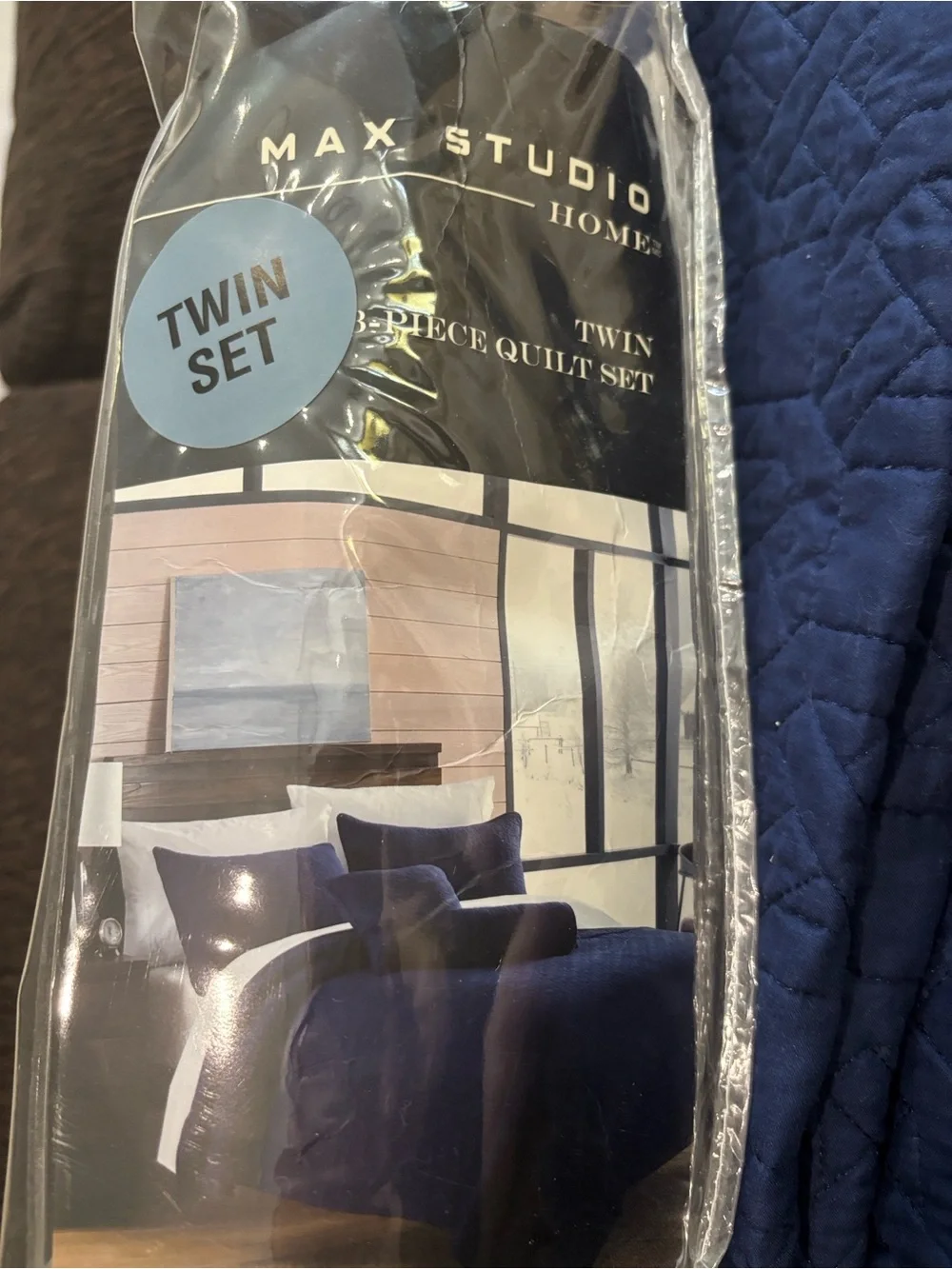 Max Studio Quilted Twin Set in Navy
